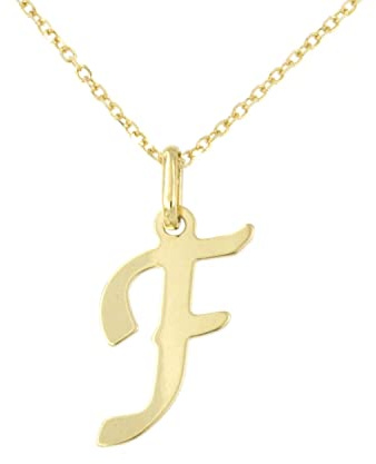 Lucchetta Schmuck Goldkette Damen 375 Echtgold Buchstabe Anhänger | 9 Karat Gelbgold, Initialen A-Z, 45 cm, für Damen