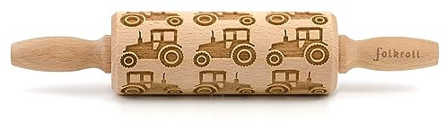 Folkroll Teigrolle Traktor, junior, 23 cm, Nudelholz, Prägerolle, Muster, Motiv, Rolle, Buchenholz, 332832