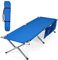 RELAX4LIFE Campingbett mit Seitentasche & Tragetasche, Feldbett mit 6 rutschfesten Füßen, Klappbett aus 600D Oxford-Stoff & Stahl, Liege bis 204kg belastbar,190x73x42 cm, für drinnen & draußen (Blau)