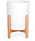 FBasic - Jardinière Tree 01, jardinière design moderne en bois massif avec pot blanc en polypropylène pour décorer intérieur ou extérieur, L 16,6 x P 16,6 x H 26/33 cm
