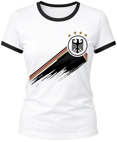 MoonWorks® Damen T-Shirt Deutschland Fußball EM-Shirt 2026 WM Fanshirt Deutschlandshirt Adler