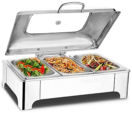 LXX 9L Chafing Dish Buffet Chauffant INOX Chauffe Plat Electrique Buffet Warmers Server Professionnel pour Le Dîner de Banquet, Garder Les Aliments Frais et Délicieux, GN1/3