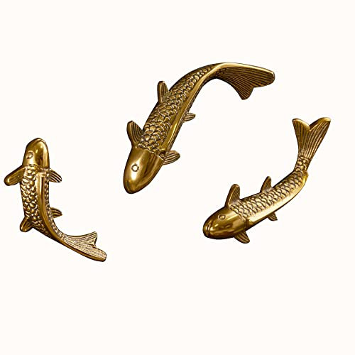 Riess Ambiente Asiatische Wanddeko 3er Set Fische KOI 25cm antik Gold maritimes Design Deko Wanddekoration Wohnaccessoire Accessoire