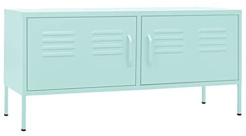 vidaXL TV Schrank mit 2 Türen Lowboard TV Möbel Tisch Board Sideboard Fernsehtisch Fernsehschrank HiFi-Schrank Minzgrün 105x35x50cm Stahl
