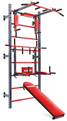 K-Sport Multifunctional Swedish Ladder with Pull-Up Bar, Dip Station, Adjustable Sit-Up Bench, Punch Bag Holder & More | Durable Steel Frame for Home Gym Strength, Calisthenics & Core Training