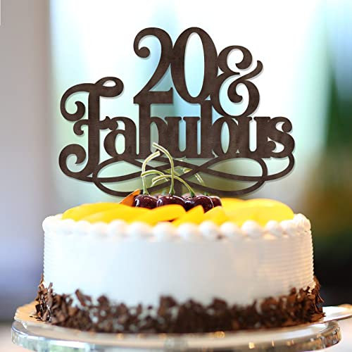 20 & Fabulous Cake Toppers 20th Happy Birthday Cake Toppers Brown Wood Twenty 20 Years Old Happy Birthday Decorations Personalized Name Any Age Number 20th Anniversary Birthday Keepsake Gifts