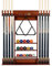 COSTWAY Pool Cue Rack Only, Wall Mounted Billiard Stick Holder with 3 Tiers Ball Slots, 8 Clips, Wooden Billiards Table Accessories Equipment (‎Brown)