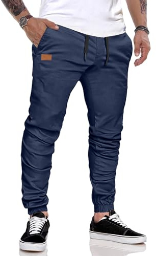 JMIERR Herren Jogginghose Baumwolle Atmungsaktive mit Taschen | Chino,Cargohose,Jogger,Sporthose,Sweatpants,Taille mit Kordelzug,Elastische,Stretch,Freizeit und Alltag