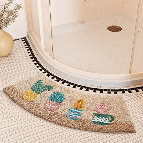 Putniu Eckdusche Badematte, Weiche Mikrofaser Badezimmerteppich Duschvorleger Eckdusche, Badteppich in U-Form, rutschfest Waschbar Badvorleger für Dusche,Badewanne und Toilette (42 x 100cm, F)