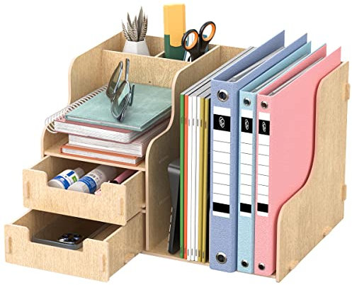 jopoo Schreibtisch Organizer, Schreibtisch-Ordner fürs Büro, Schreibtisch-Ablage zur ordentlichen Aufbewahrung von A4-Papier, Stiften, Büchern, Briefen, Dokumenten