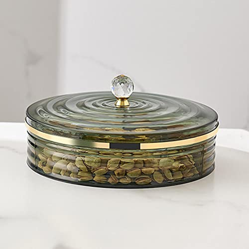 Vassoio per snack, vassoio da portata diviso con coperchio, vassoi per frutta per servire feste, vassoio rotondo con coperchio a 4 scomparti, per frutta secca, noci, caramelle, biscotti dolci e frutta
