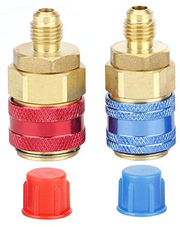 2pcs Quick Coupler Adapters R134A High Low Pressure Straight Quick Coupler Connector Car AC Refrigerant Adapter Refrigerant Recharge Hose For Car Air Conditioning