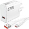 67W USB Plug Turbo Charger for Xiaomi,ACOCOBUY Fast Charger Plug with Type C Turbo Charging Cable 1M,USB Plug Power Adapter for Redmi Note 14S/13/12/11/10 Pro/Mi 14T/13T/12/11T/POCO X6/X7 Pro Mi Pad 7