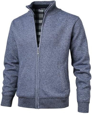 Herothorn Uomo Cardigan Felpa Cappotto Lana imbottito Tops con Cerniera Lavorato a Maglia Maglione Stand colletto con 2 Tasche Caldo Maniche Lunghe Calda Casual Cappotti Inverno Manica Lunga Invernale