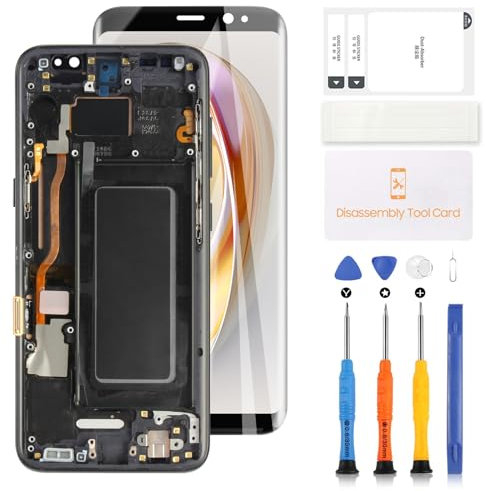 LADYSON Écran LCD pour Samsung Galaxy S8 G950F SM-G950F Écran LCD Écran Tactile Assemblée Remplacement Verre Numériseur avec Outils(OLED Noir avec Cadre)