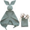 BEBICCO - Doudou Bébé 30x30 cm en Mousseline de Coton Bio - Doudou Plat Doux et Léger - Lange Bébé Sécurité - Couverture Réconfort (Vert Menthe)