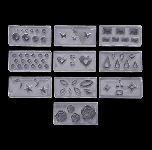 10Pcs 3D Silicone Mold Moon Stars Resin Casting Mold Nails Art Carving Mold for Nail Decorations Crafts