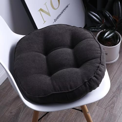 2er Set Stuhlkissen mit Bändern, 50 x 50 cm Sitzkissen Boden für Indoor und Outdoor, Waschbare Stuhlauflage für Bank und Stuhl, Bodenkissen für Zuhause Büro Küche Esszimmer,Dunkelgrau,Rund