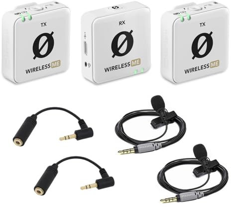 Rode Wireless ME Dual Mikrofon Funksystem Weiss + 2X Smartlav+ Ansteckmikrofon + 2X keepdrum ADP03 Adapter