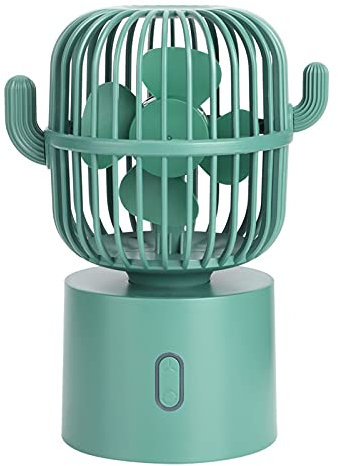 aqxreight Tragbarer USB-wiederaufladbarer Elektrischer Desktop-Ventilator, Mini-Kühlung, Oszillierender Ventilator, Heimbüro, Bezauberndes Kaktus-Aussehen (GREEN)