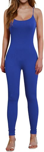 Havejoy Tuta Fitness Donna Intera Aderente Bretelle Jumpsuit Palestra Scrunch Butt Salopette Senza Maniche Body Scollo Quadrato Schiena Nuda Tute da Yoga Sportiva Monopezzi e Tutine per Allenamento