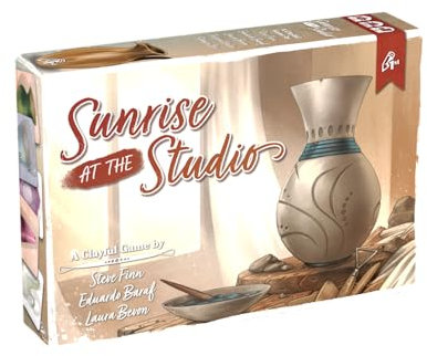 Pencil First Games: Sunrise at The Studio Ceramic Collection and Drafting Board Game, Small Cozy Box, Solitaire Mode, Ages 14, 1-4 Players, 20 Minutes