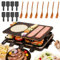 Raclette Grill, 1300W Korean BBQ Grill Table with 8 Mini Raclette Pans and 8 Wooden Spatulas, 2 in 1 Non-stick Grilling Plate 8 Person Indoor Grill Machine, Adjustable Temperature