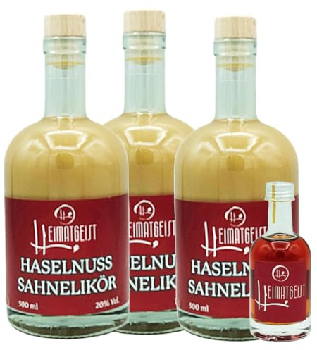 Haselnuss-Sahnelikör 500ml, 20% vol. 3er Box inkl. Gratisprobe 50 ml