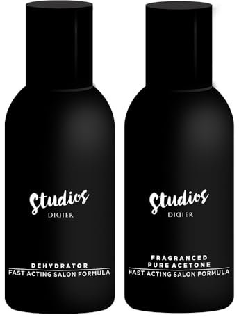 Didier Lab - Removedor Esmalte Semipermanente con Acetona Pura Aromatizada y Deshidratador para Uñas - Deshidratador Desinfectante y Absorbente de Humedad - Paquete de 2x150ml