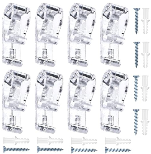 8 Sets Raffrollo P Clip Kunststoff Jalousie Schnur Sicherheitseinrichtung Klar Jalousie Sicherheitsclips Kindersicherung P Clips mit 8 Schrauben und 8 Kunststoffsäulen für Rollos Schnurschlaufe und