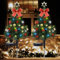 2Pcs Solar Christmas Tree Colorful Led Solar Christmas Lights with Bow and Bell Outdoor Xmas Decorations for Garden Pathway Lawn Patio Stake