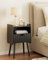 HEYZOEY Fluted Bedside Table,Modern Night Stand Wood Nightstand with Storage Drawer Side End Table for Bedroom,Living Room,Office,Black