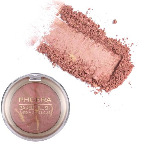 Phoera Baked Powder Blush – Richly Pigmented & Buildable, Multi-Tonal Mineral Blush for a Youthful Glow, Satin & Shimmery Shades, Available in 6 Shades (201 Amore, One Size)