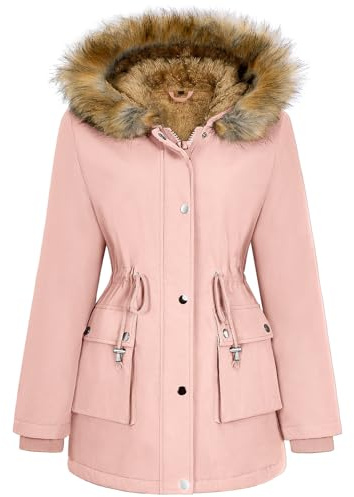 Xnova Parka Manteau Femme Hiver Chaud Hydrofuge | Longueur mi-longue, Coupe-vent, avec Zippé, Polaire Epaissé, Manches Longues, avec Capuche pour l'extérieur