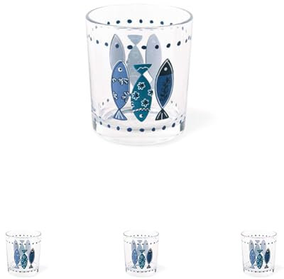 Excelsa Ocean Set 3 Bicchieri, Vetro (Confezione da 4)