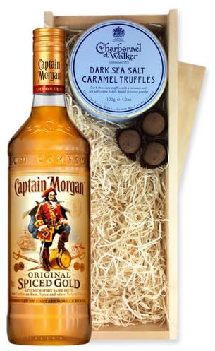 Captain Morgan Original Spiced Gold Rum And Dark Sea Salt Charbonnel Chocolates Box 70cl 35% abv