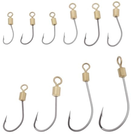 OTOTEC 50pcs Barbs Fishing Hooks 360° Rotating Hook for Saltwater Freshwater Fishing, Size 10# - 22#