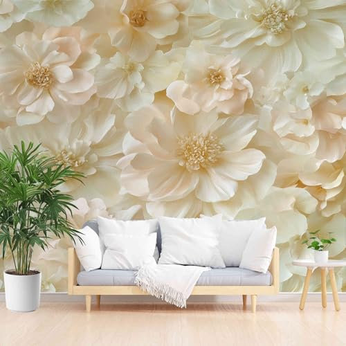 Geprägte Blumen 3D Tapete Wandpaneele 200 x 140 cm, Gelb Fototapete Wohnzimmer Schlafzimmer, Kinderzimmer Tapete Wandtapete Motivtapeten