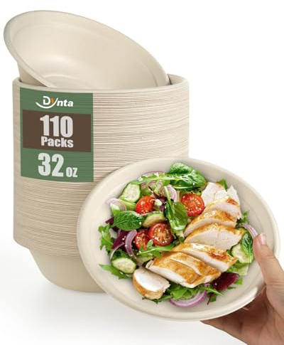 Dynta Paper Bowls 32oz, 110 Pack