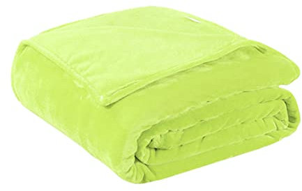 OUNONA Flauschige Fleece Decke Hellgrün Leichte Warme Kuscheldecke für Sofa Bett und Camping für Zuhause und Unterwegs