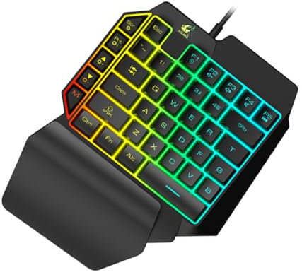 SHINEOFI Einhändiges Mechanisches Gaming Keypad RGB Hintergrundbeleuchtet Ergonomisches Design für Home Entertainment und Spiele Kompakt und Tragbar für Pc und Handy