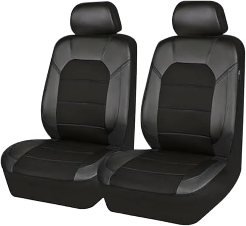 Car Front Seat Covers for Dodge RAM 1500/2500 / 3500, Waterproof NonSlip Protectors Breathable High-grade Leather Resilient Sponge Interior Accessories,Black
