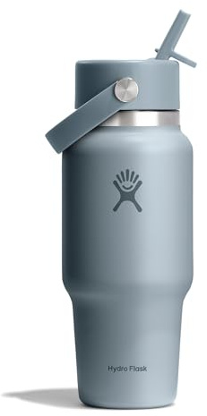 Hydro Flask – Wide Flex Straw Travel Bottle 710ml (24 oz) | Auslaufsicher, isoliert, passend für Getränkehalter – Kalt 24 Std. – Flex Straw Cap – Shale Gray