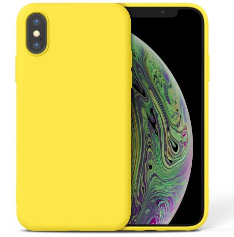 Nonional Silikon Hülle für iPhone X/Xs, Kameraschutz Stoßfest Kratzfest Dünn Handyhülle - Senfgelb