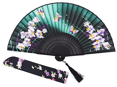 amajiji 8.27 las mujeres plegable ventilador mano ventilador, Chinease/japonés Vintage de estilo retro