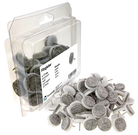 Trevendo 32 Stück Filzgleiter zum Nageln, Ø 17 mm, weiß