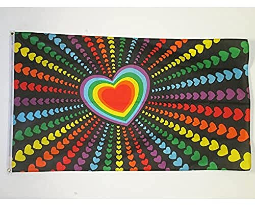 AZ FLAG - Flagge Regenbogen Liebe - 90x60 cm - Schwul Fahne 100% Polyester mit Messing-Ösen - 50g