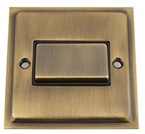 Antique Brass Slimline/Elegance Fan Isolator Switch Black Insert Metal Rocker Switch