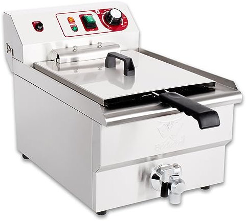 Beeketal 'BWF-161' Profi Gastronomie Kaltzonen Fritteuse (16l Volumen für max. 11l Öl) Edelstahl Gastro Imbiss Friteuse mit Doppelheizspirale und Fettablaufhahn - 400V Starkstrom