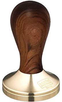 scarlet espresso | Tamper »Classic Deluxe« für Barista; mit ergonomischem Griff aus Edelholz und präzisionsgefertigter Basis aus Messing (58 mm, Sandelholz - Rot)